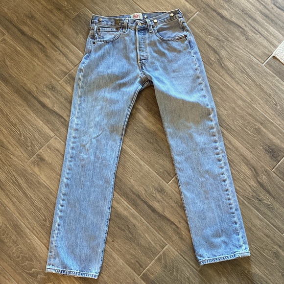Levi  501 Bucksaw Logger Jeans Mens size Suspender buttons Blue Vintage 30”/31” - Picture 1 of 9